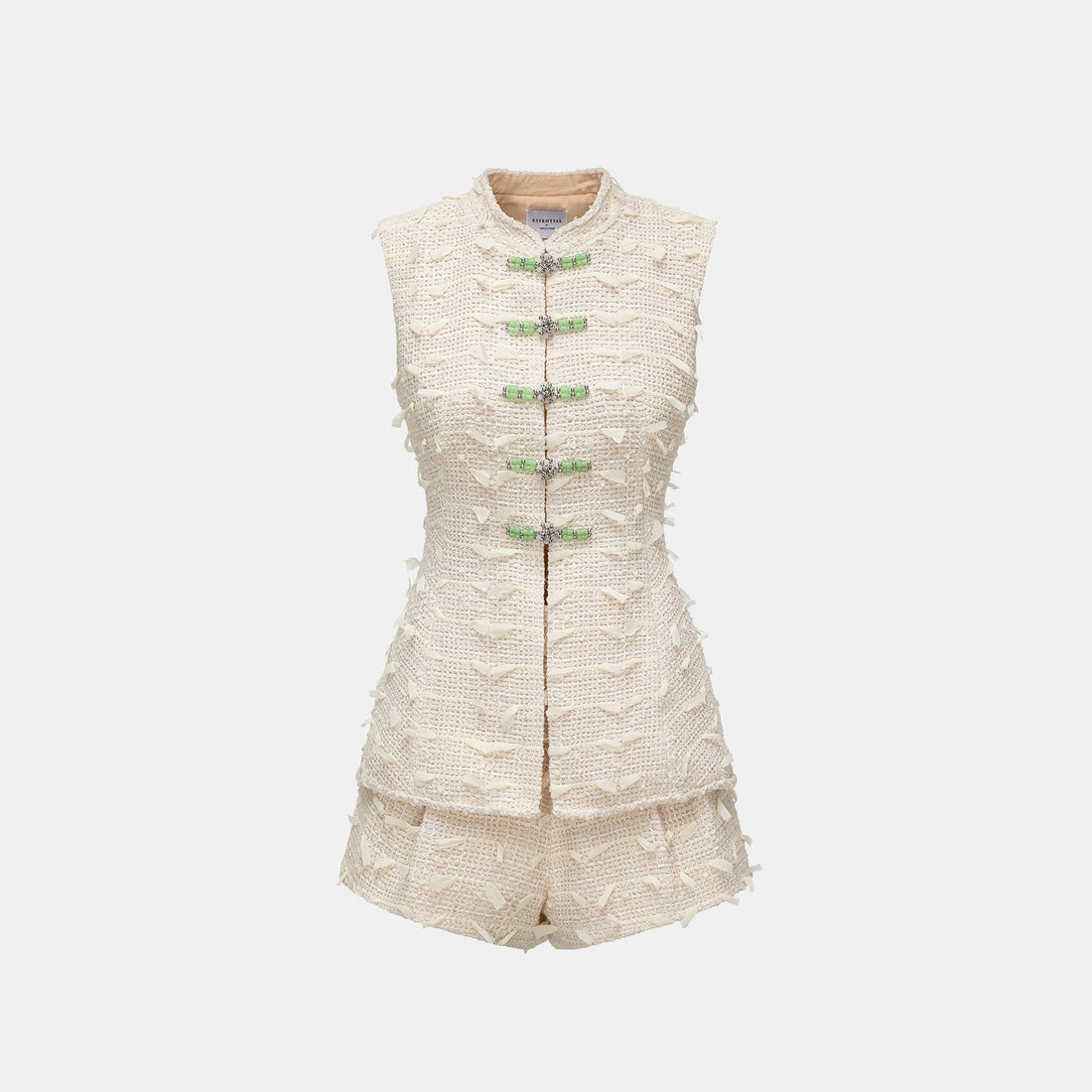 "Spring" Light Tweed Shorts - Tea White Listening to the Wind