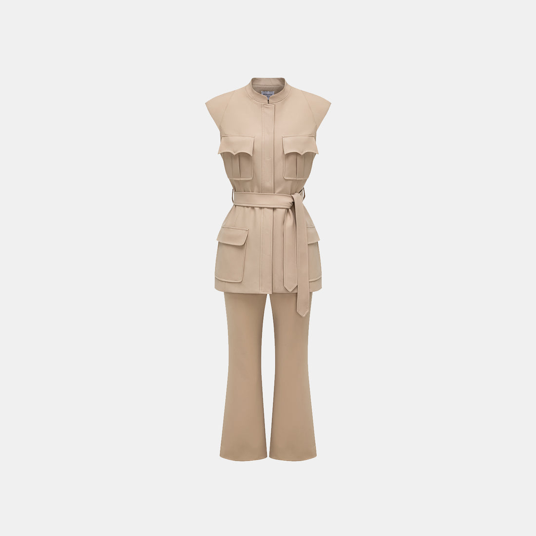 "Weekend at Monaco." Italian Textured Hunting Vest - Taupe