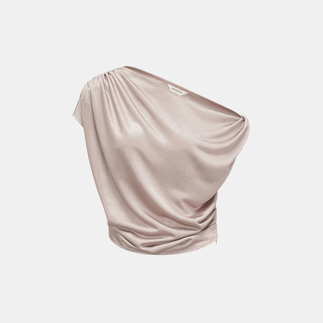 'Easy Go Chic' acetate jersey special cut off-shoulder top — Coffee