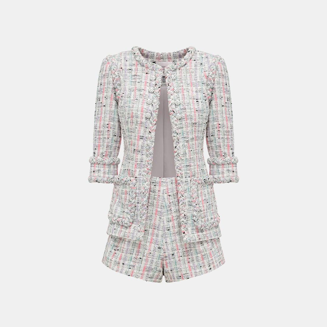 "Arcade of CherJoy Atelier." French summer light tweed high-end custom three-dimensional tailoring jacket