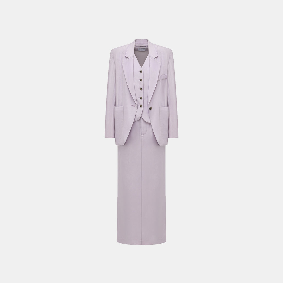 "Speak Sleek" Luxury Lightweight Linen Textured Acetate Oversized Suit Jacket—Lilac