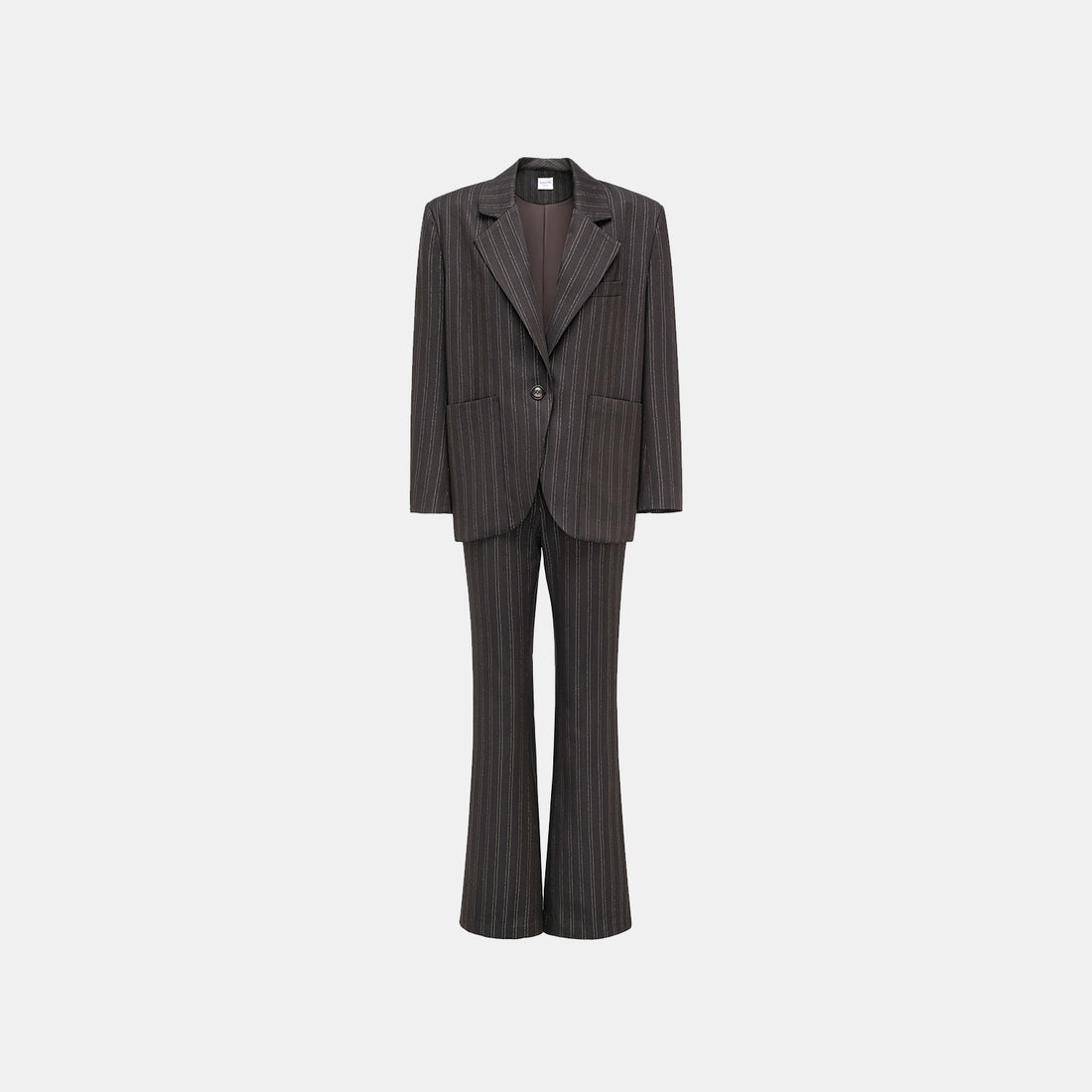 "Speak Sleek." Italian gold weaving straight flared pants—Ink