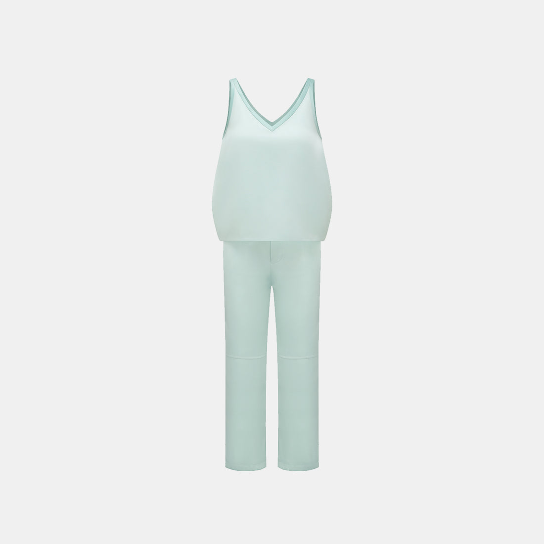 "Weekend at Monaco." Heavy Satin Panelled Tank Top — Mint