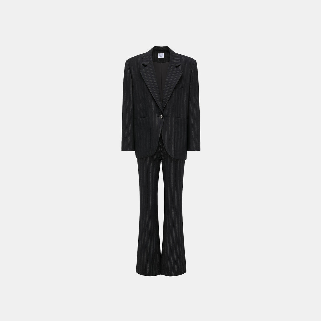 "Speak Sleek." Italian gold weaving straight flared pants—Indigo