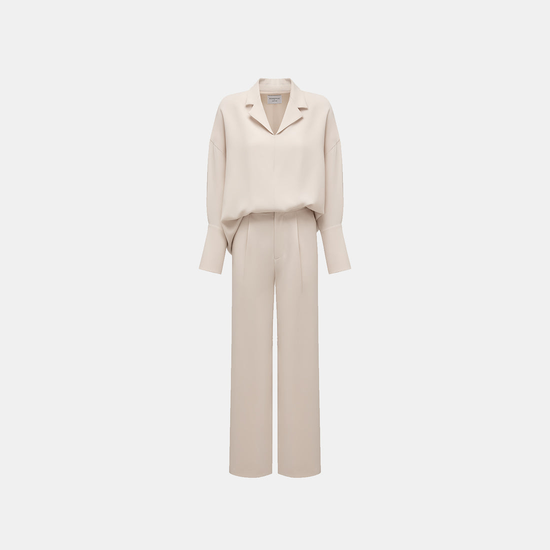 "Easy-go Chic" Textured Acetate 3D Tailored Wide Pants—Beige