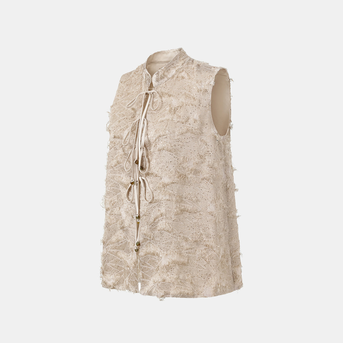 "Imperial Garden Teatime." Italian feather embroidery tassel craft light Chinese style vest - Muyu
