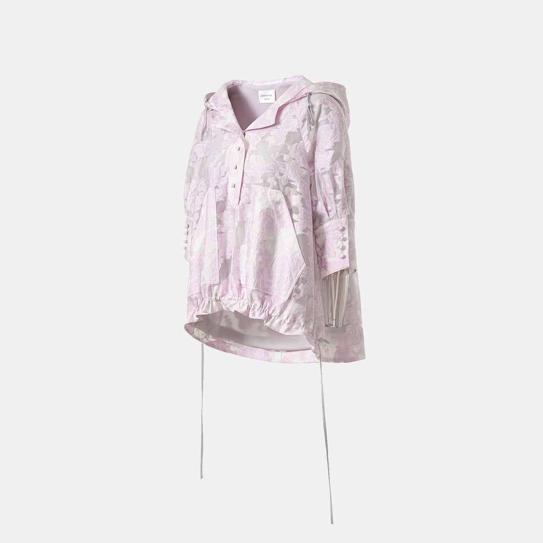 "Spring Outing" Jacquard Hooded Drawstring Top - Lotus Fragrance