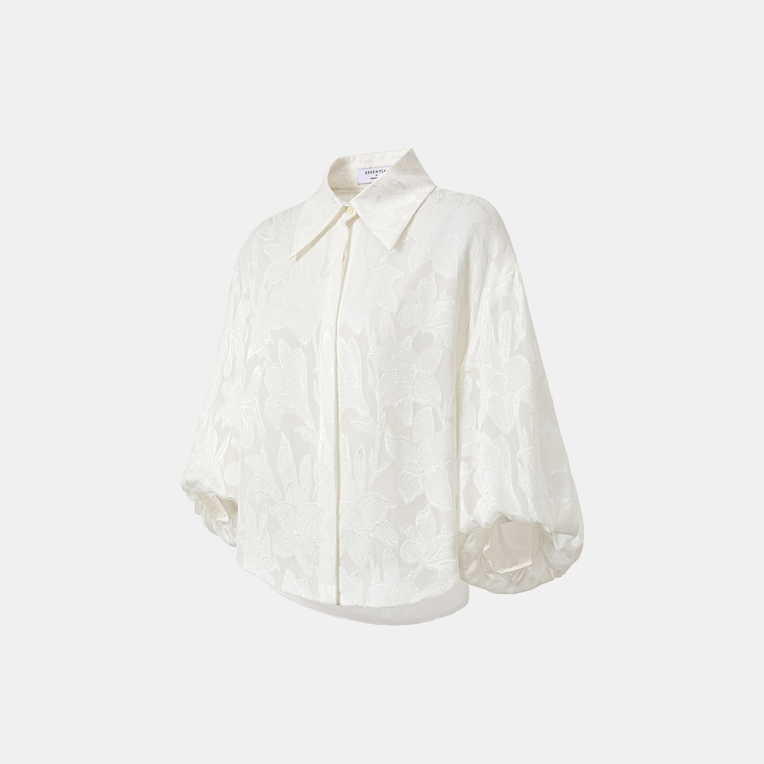 "Imperial Garden teatime" Italian devoré jacquard leg-of-mutton sleeve shirt