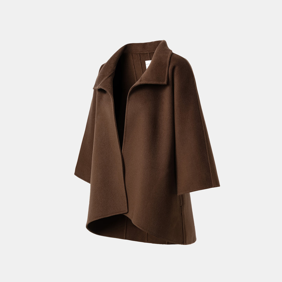 "Winter Diary" 100% Cashmere Double-faced Long Pile Craft Short Coat - Dark Chocolate