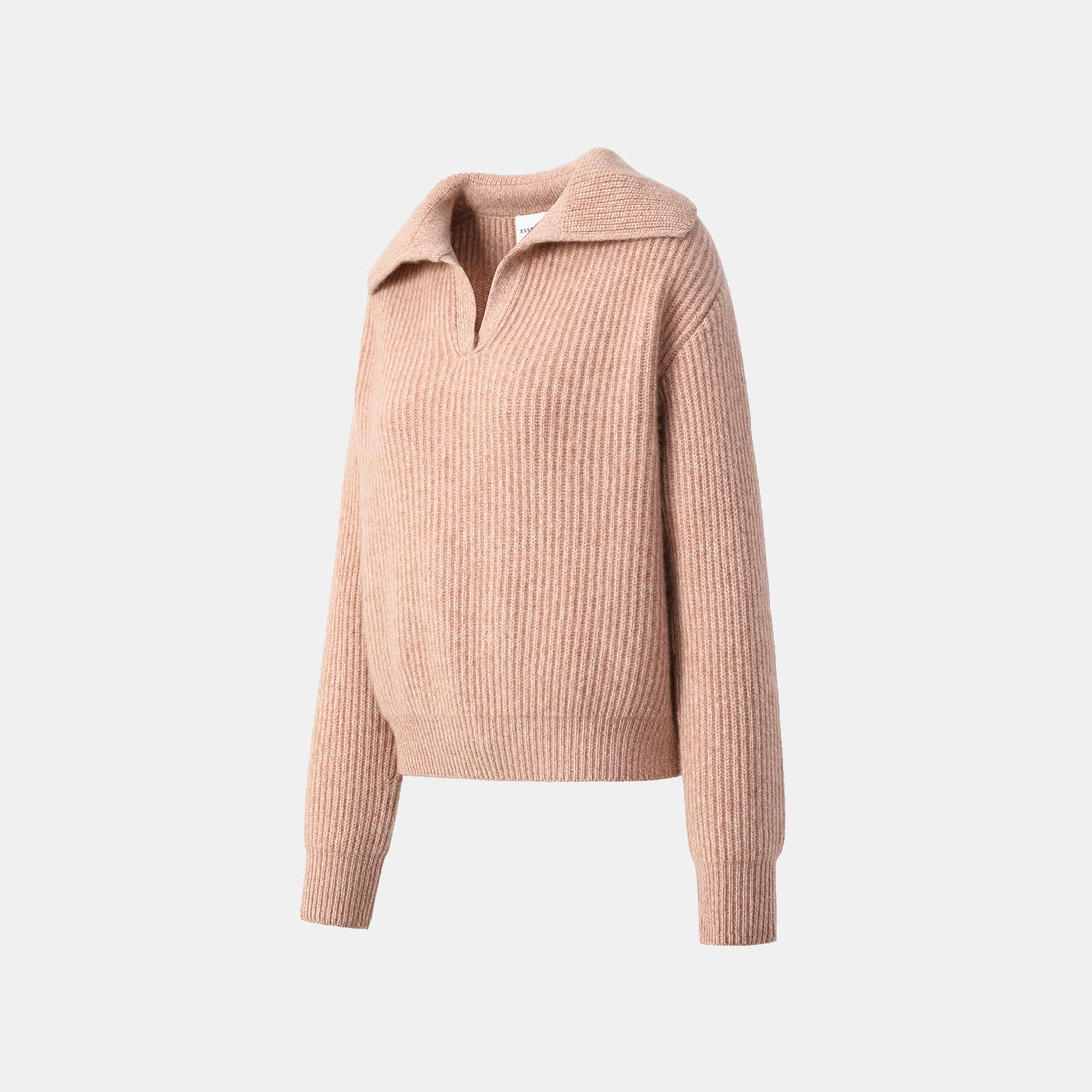 "Winter Diary" 100% Cashmere Chunky Lapel Top—Toasted Pink