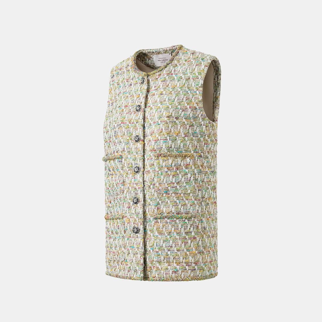 "Weekend at Monaco" Spanish gold-work lightweight tweed vest—Emerald Waltz