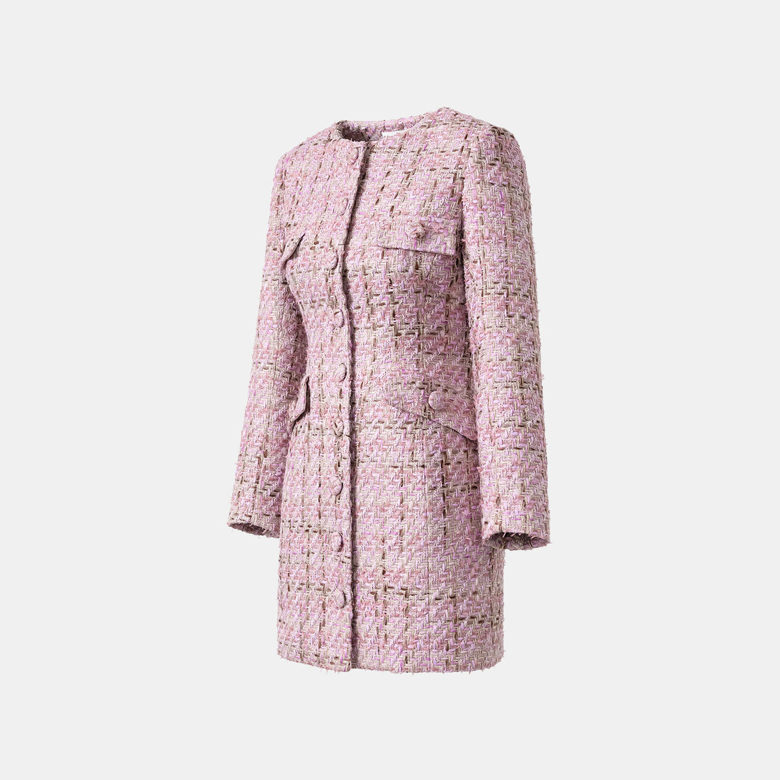 "Mayfair date night" wool tweed three-dimensional tailoring dress—Blossom