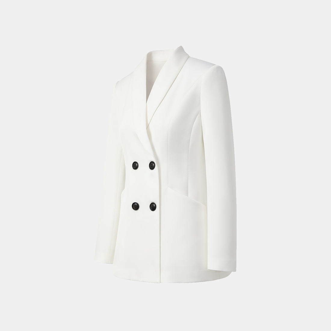 "Speak Sleek." 醋酸雙排扣西裝外套—White