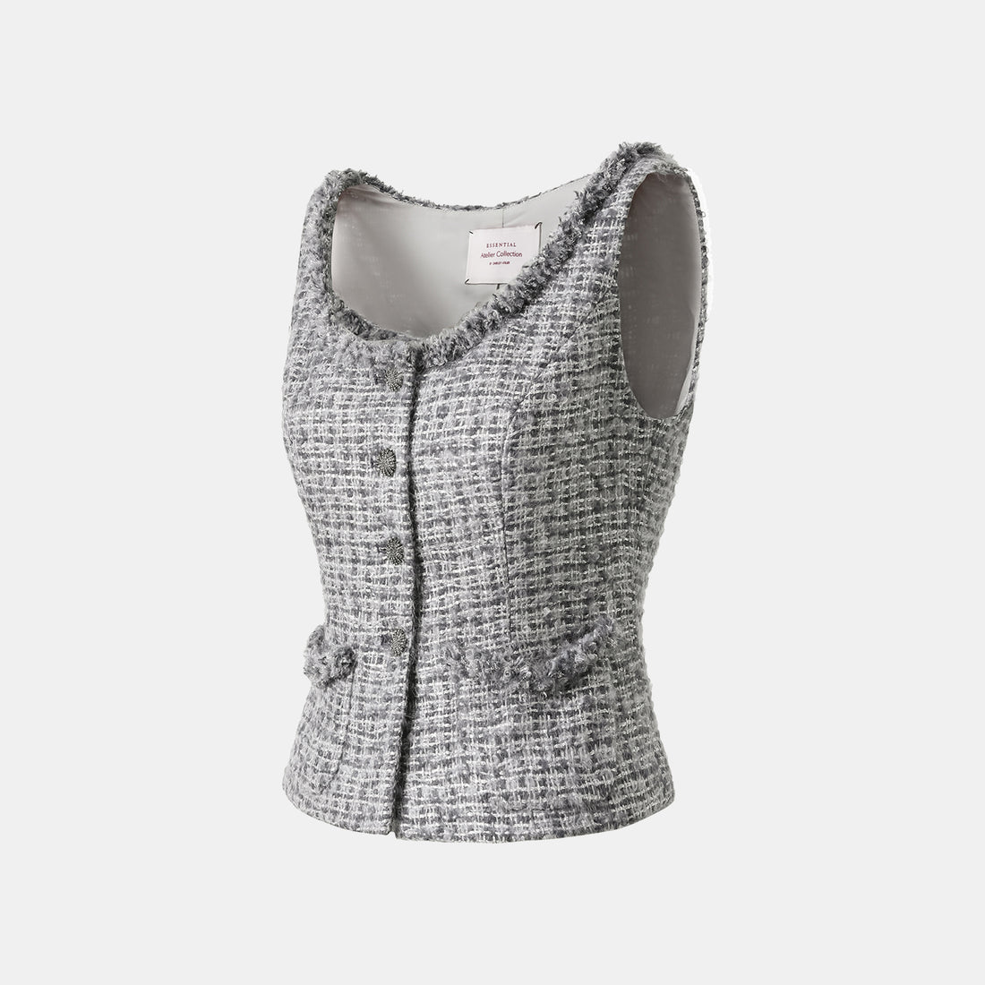 "Breeze boucle" British top light tweed vest - Starlit Smoke
