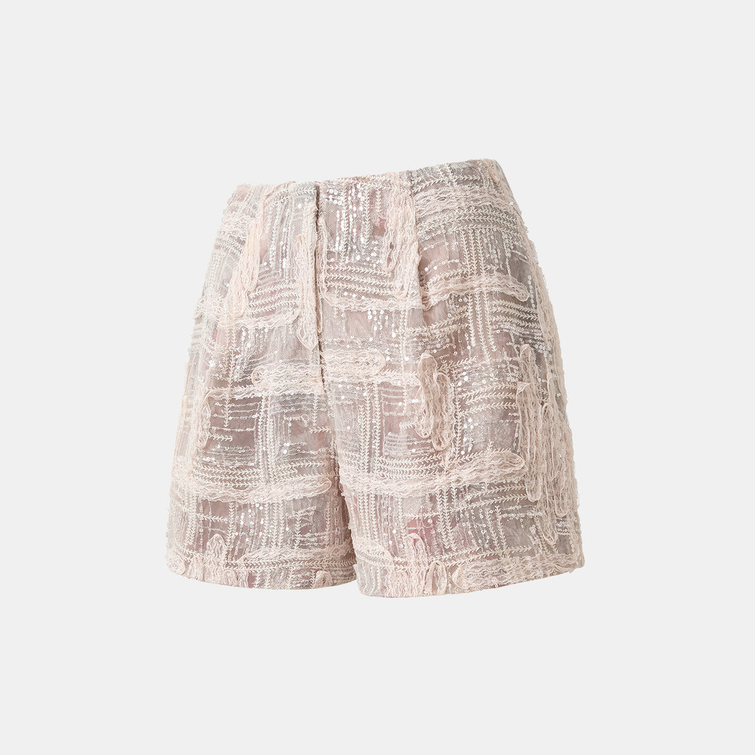 "Imperial Gala" Luxe Lace Painted Beaded Shorts