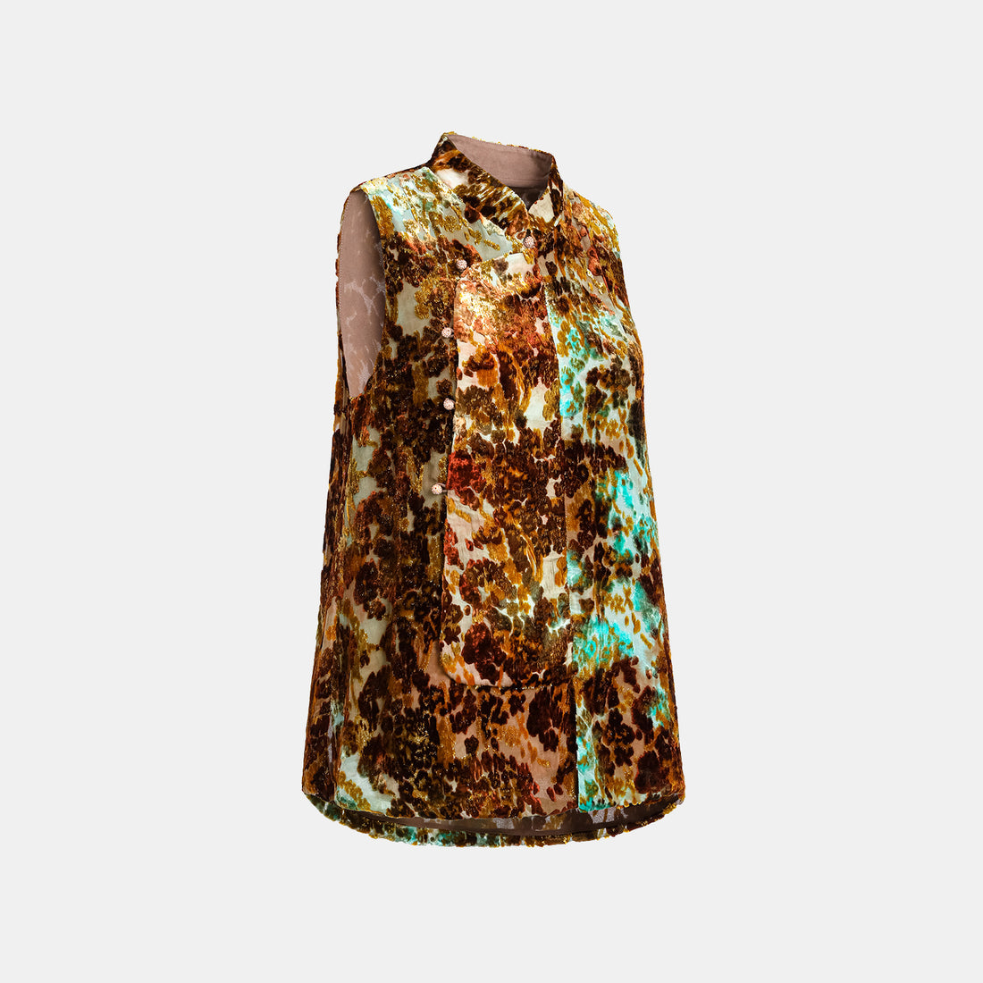 "Imperial Garden Teatime" Silk Velvet Chinese Style Vest - Cuiyan