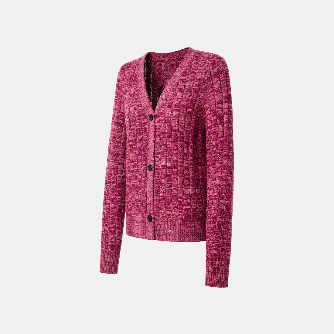 "Winter diary." 100% Cashmere Sequined Cable Knit Cardigan—Luck