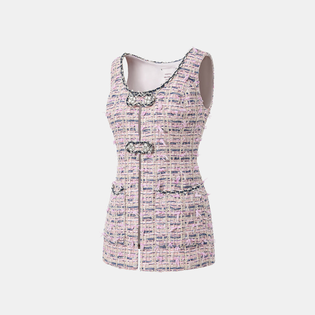 "Sloane Ave." French Summer Lightweight Tweed Vest — Twilight Garden