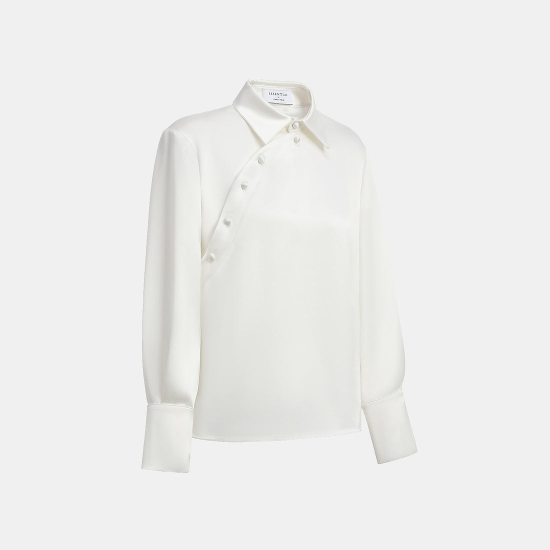 "Spring" Crystal Scale Texture Acetate Light Chinese Shirt - White