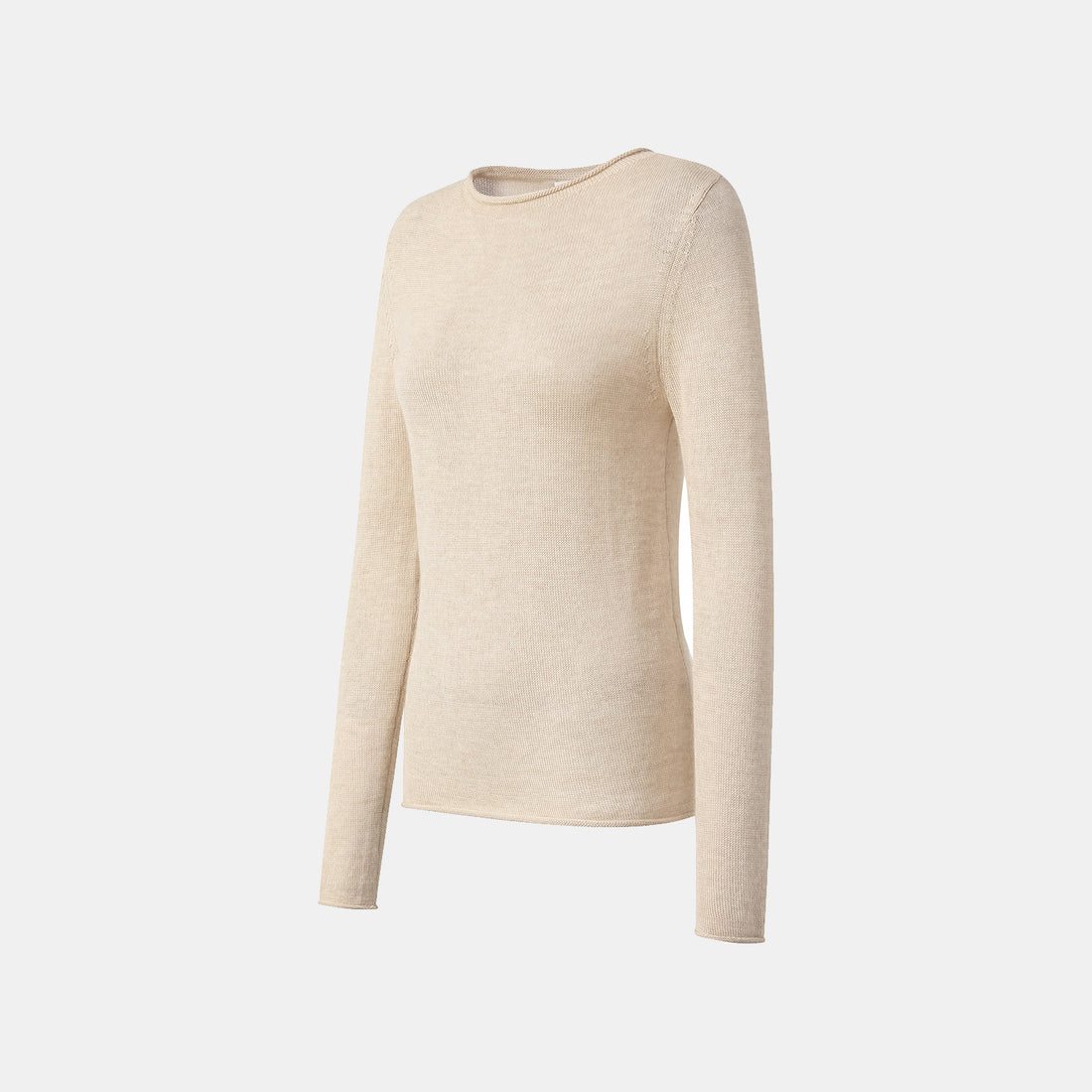 "Winter Diary" Silk Cashmere Basic Top - Beige