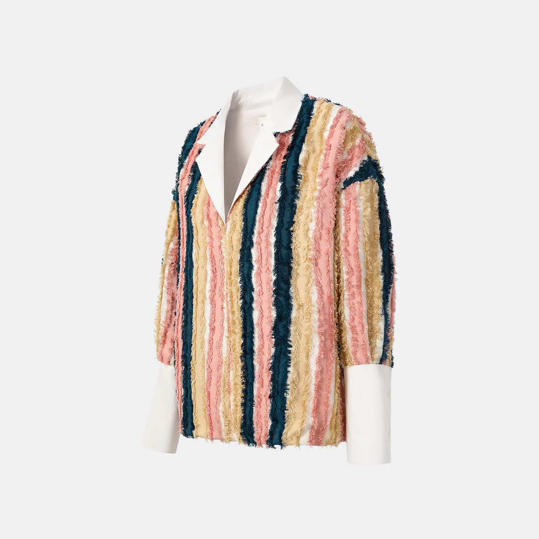 "Westminster Weekdays" Italian 3D patchwork fabric oversized shirt