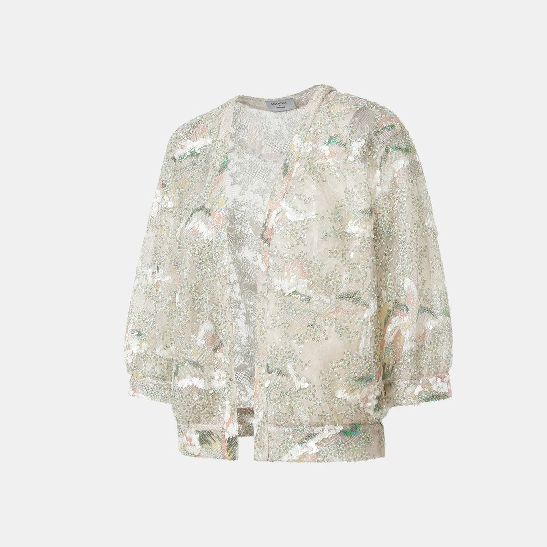 "Imperial Gala." Luxurious lace beaded light Chinese style cardigan - sparse shadows and light smoke