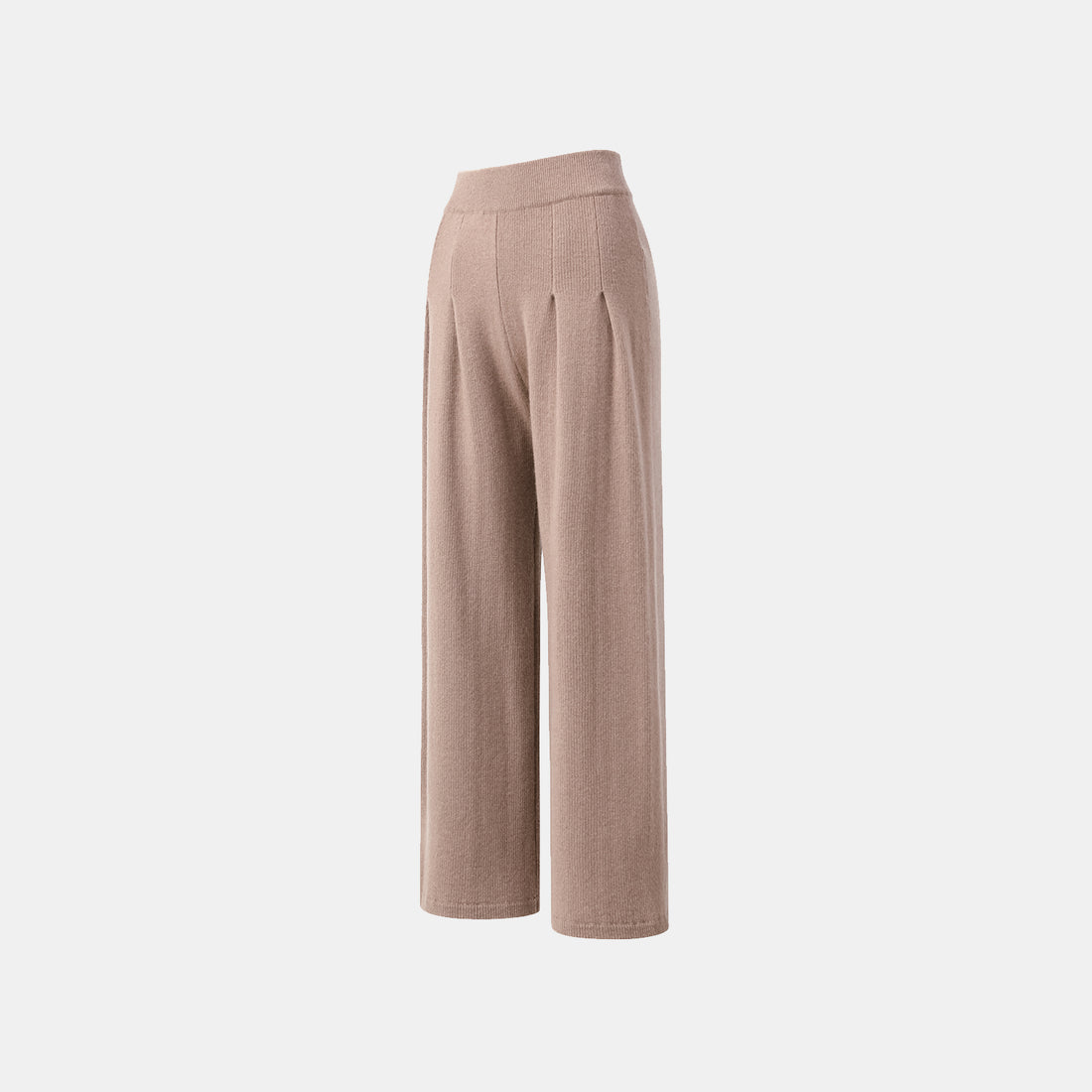 "Winter Diary" 100% Cashmere Heavyweight Three-Dimensional Pleated Wide-Leg Pants - Camel