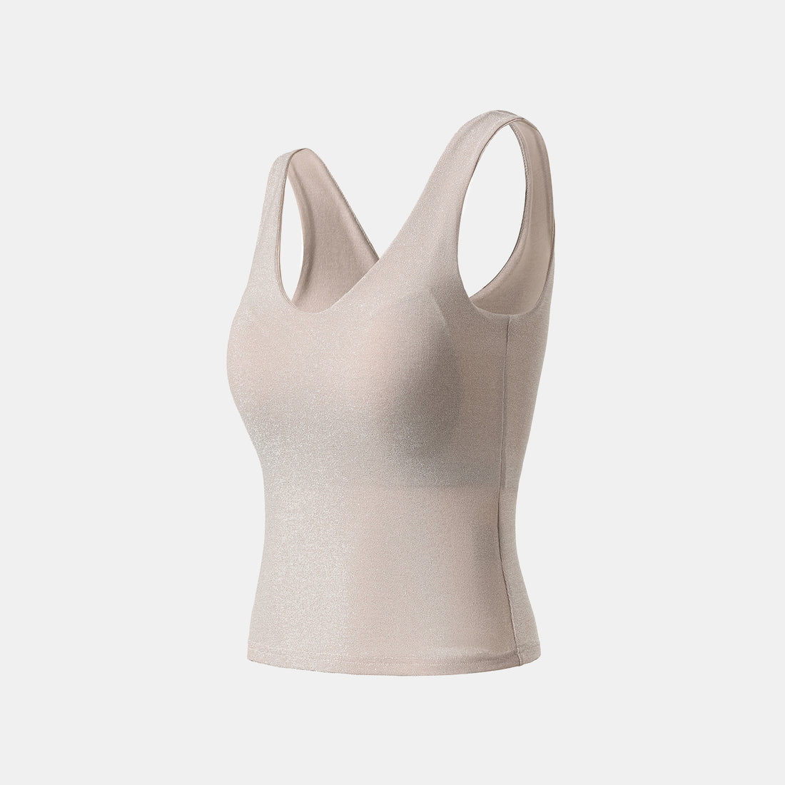 "Easy-go Chic" Silver Weave Elastic Fit V-Neck Tank Top—Pink