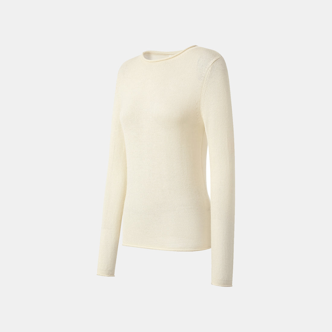 "Winter Diary" Silk Cashmere Basic Top - White