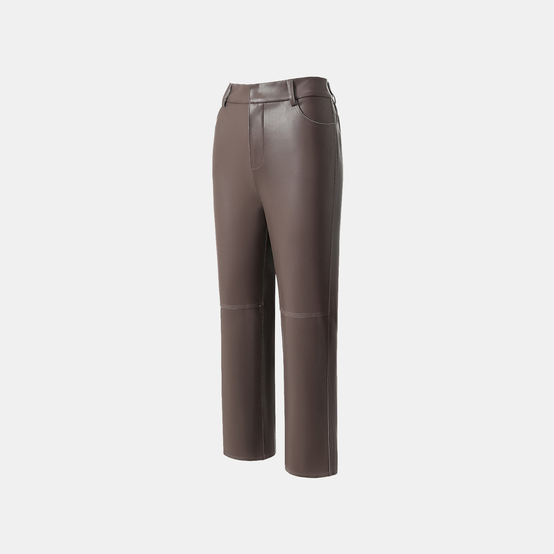 Easy-go Chic” Vegan Leather Cropped Pants - Suede Brown