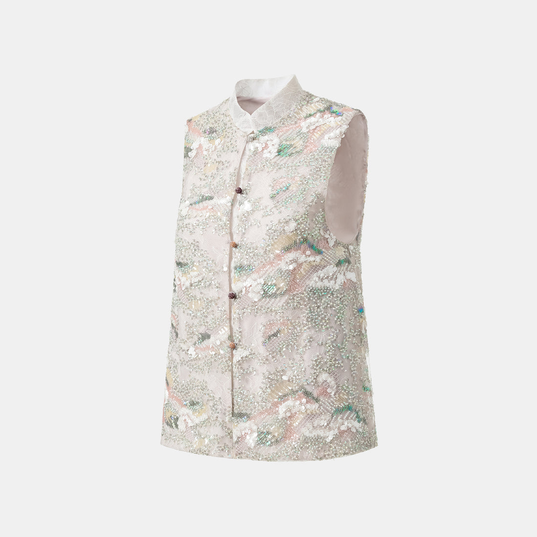 "Imperial Gala." Luxurious lace beaded light Chinese style vest vest - sparse shadow light smoke