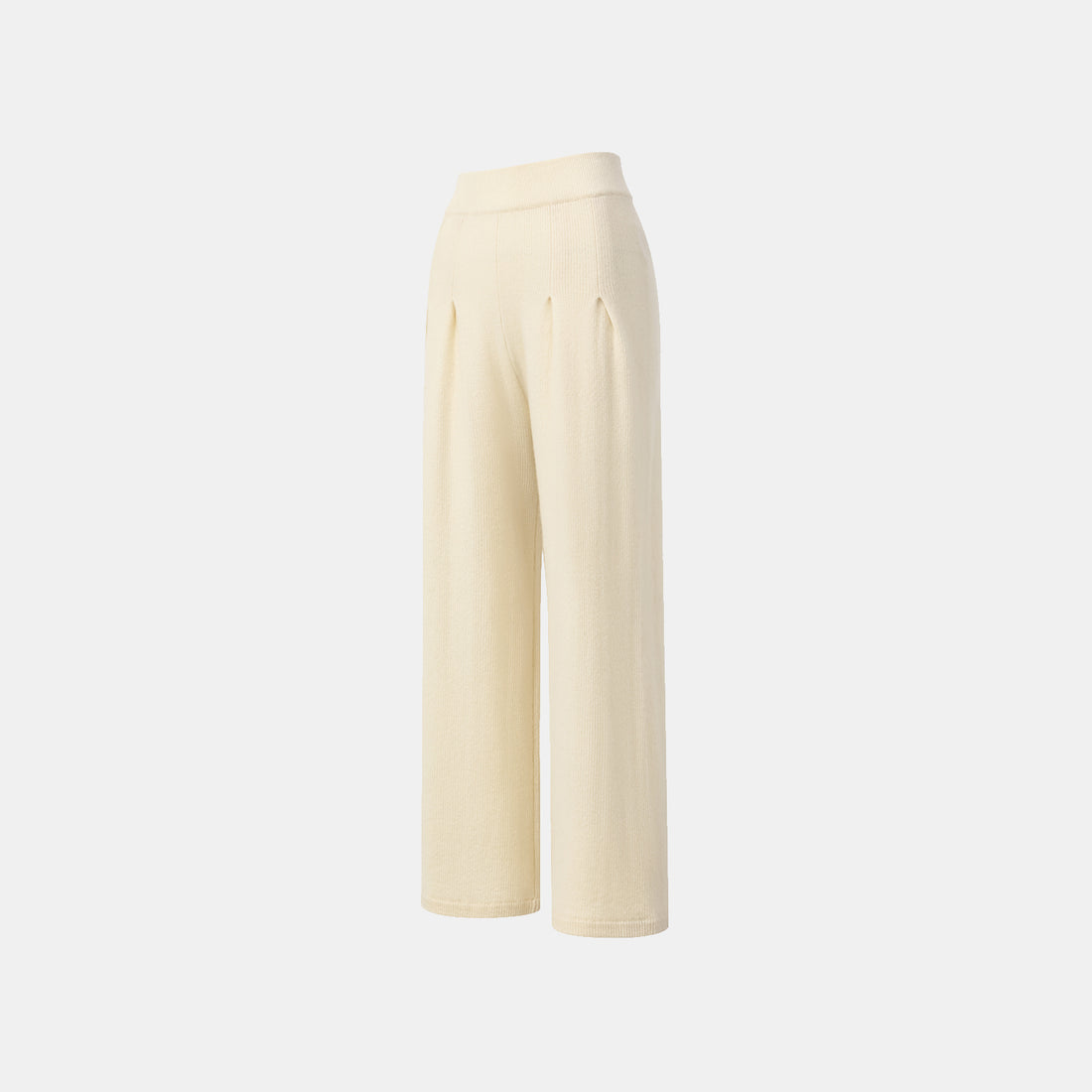 “Winter Diary” 100% Cashmere 重磅立體打褶闊腿褲—白