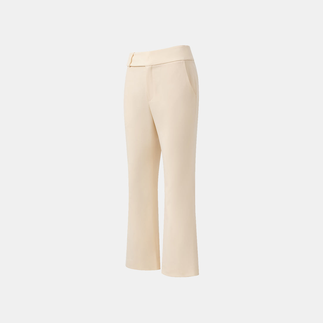 "Weekend at Monaco." Italian textured fabric 9-point flared pants—Beige