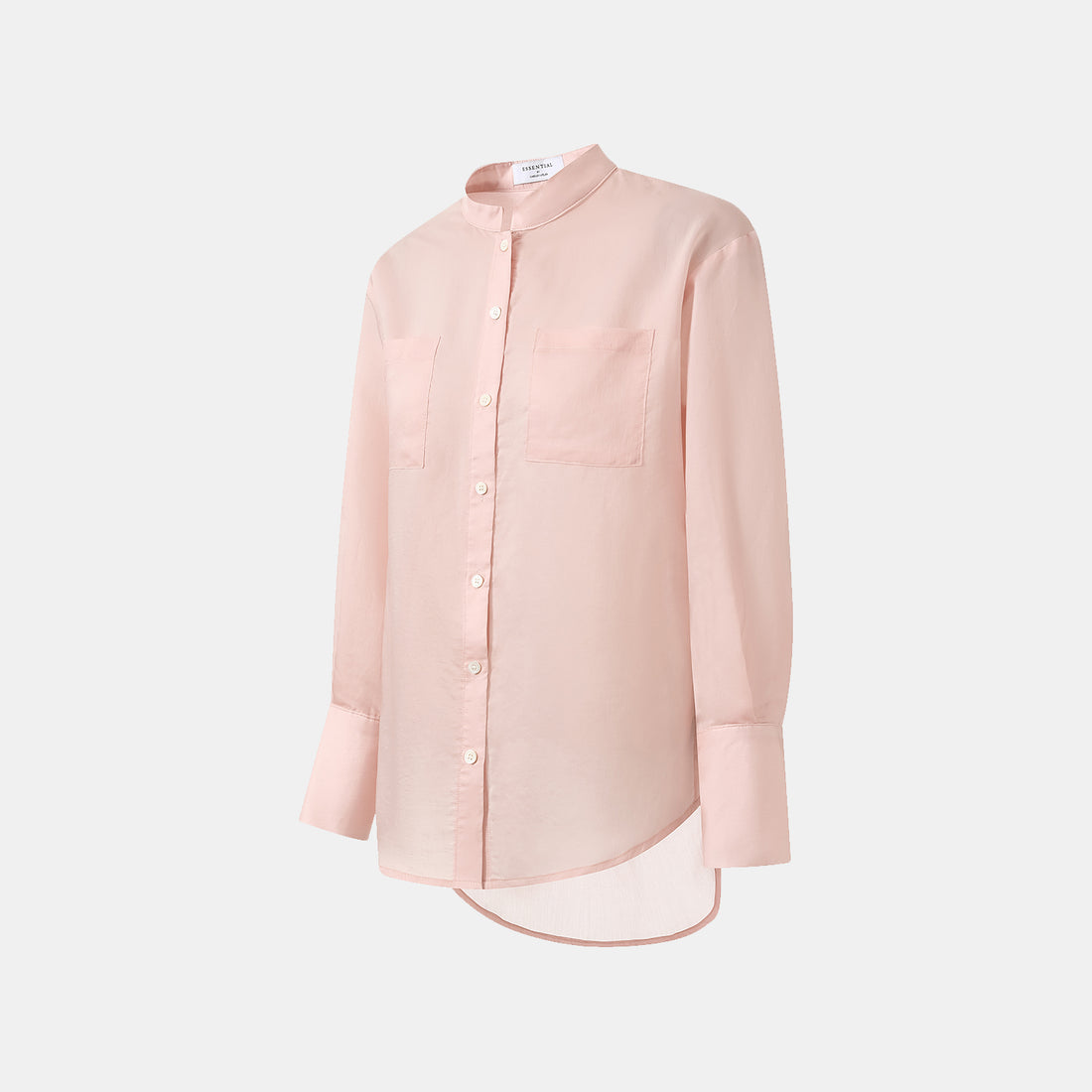 "Intellectual Moment" Tencel Satin Chiffon Oversized Shirt - Rose Pink