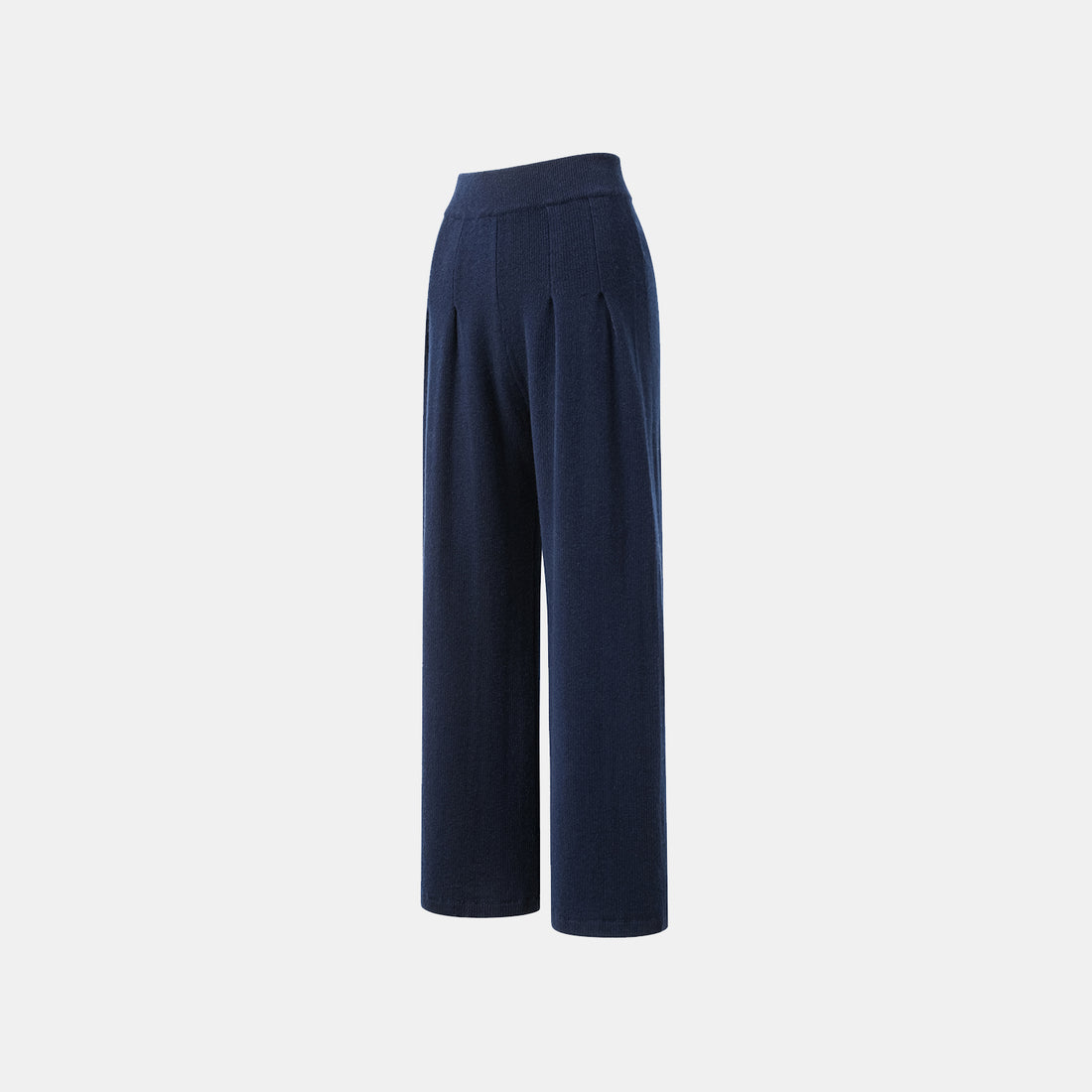 "Winter Diary" 100% Cashmere Heavyweight Three-Dimensional Pleated Wide Leg Pants - Blue
