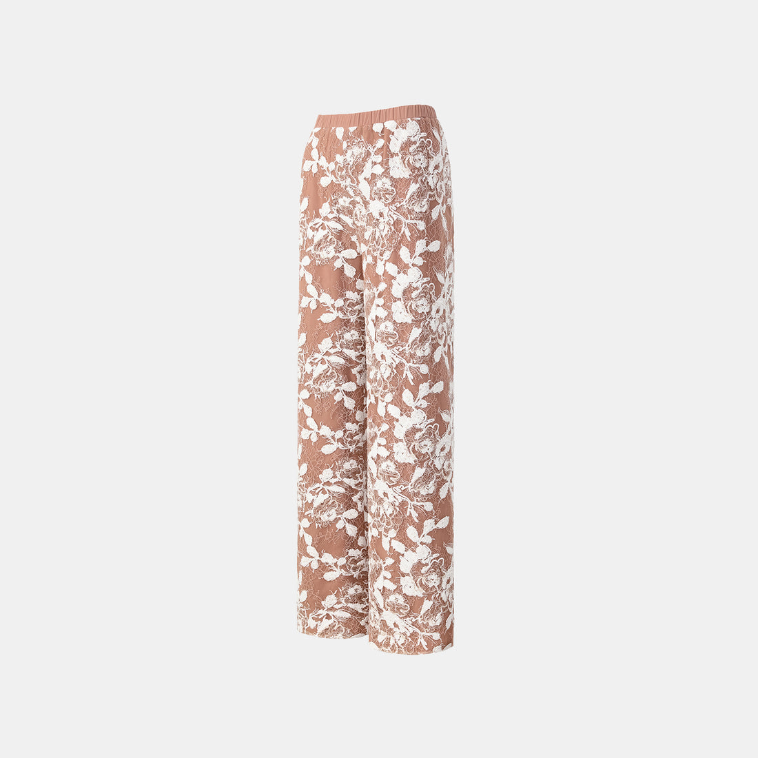 “Welcome to my party.” Wide-leg trousers with velvet embroidery—Champagne