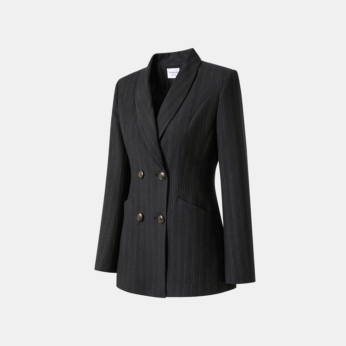 "Speak Sleek." Italian gold weaving craft straight three-dimensional tailoring suit jacket—Indigo