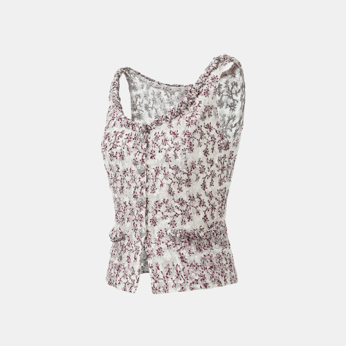 "Quiet Mastery." Lace vest made with special craftsmanship from top French craft workshop