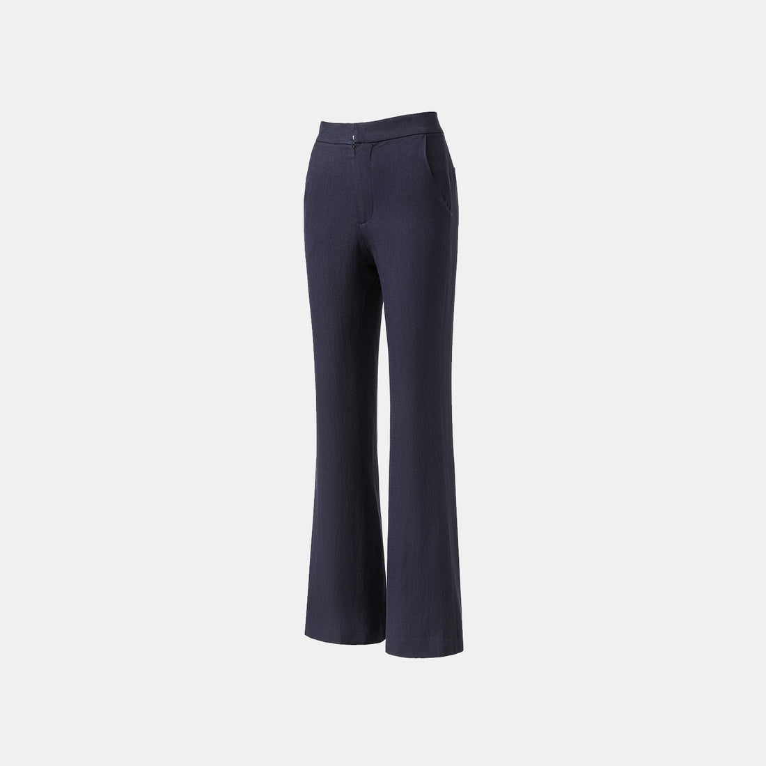 "Weekend at Monaco." Special bamboo texture acetate casual flared pants—Ink