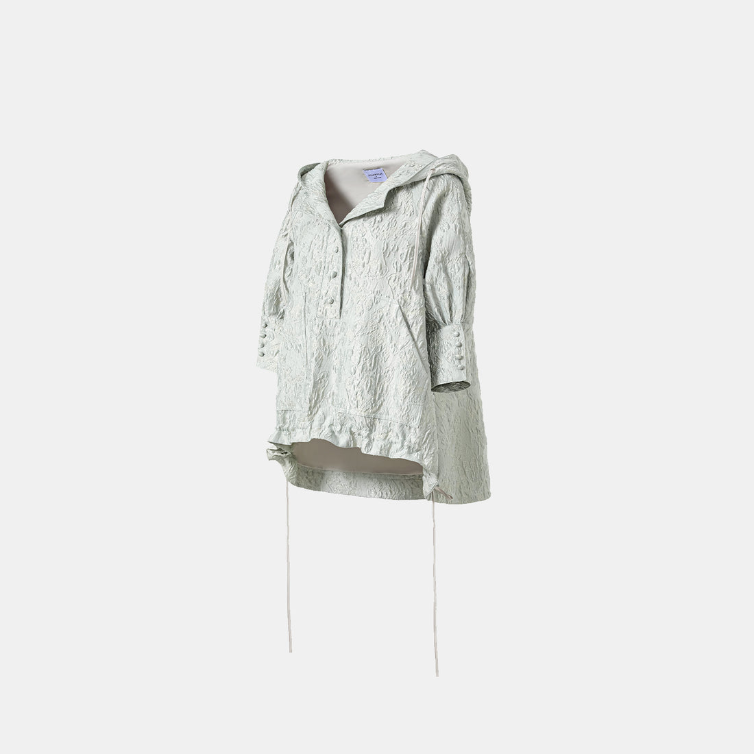 "Spring Outing" Jacquard Hooded Drawstring Top—Moonlit