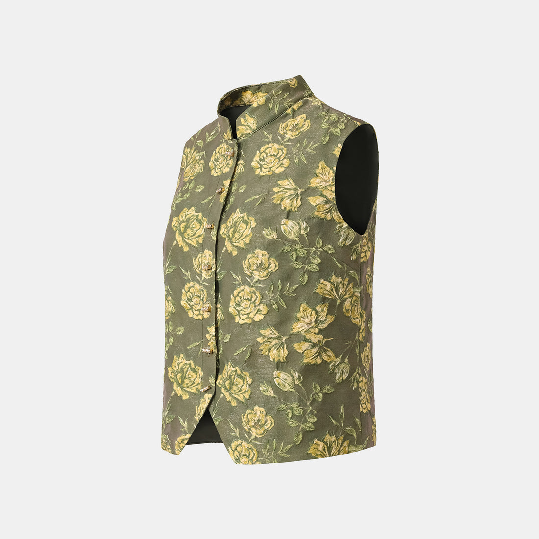 "Imperial Garden Teatime" Silk Wool Light Chinese Style Suit - Green