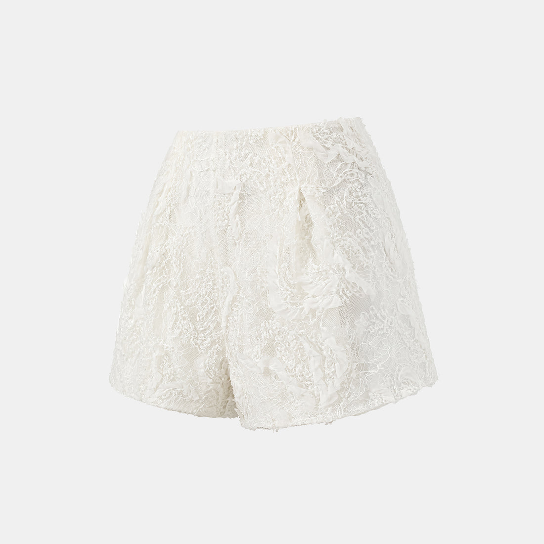 "Weekend at Monaco." Luxurious Art Beaded Lace Shorts—Lucent Haze