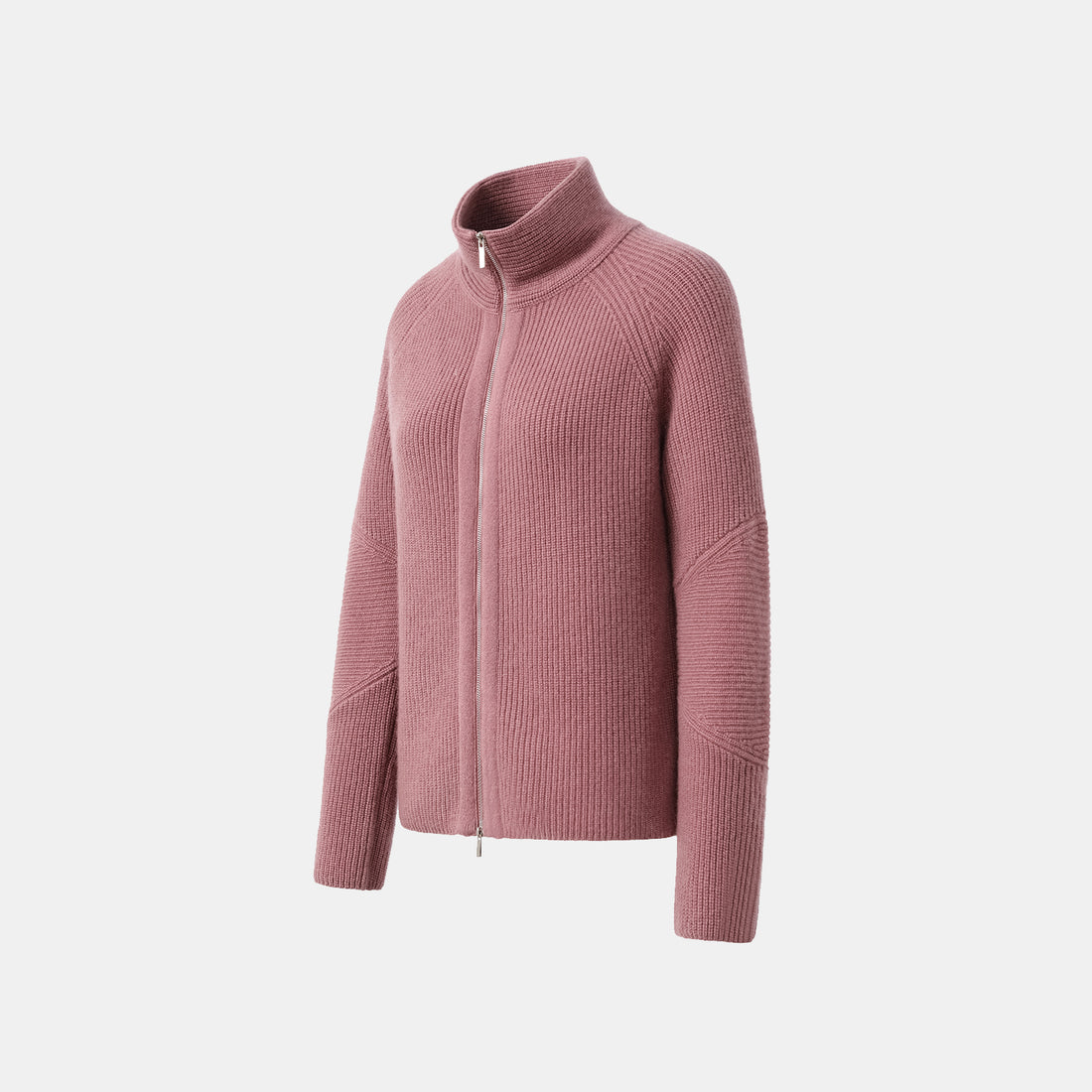"Winter Diary" 100% Cashmere High Neck Panelled Jacket - Strawberry Macaron