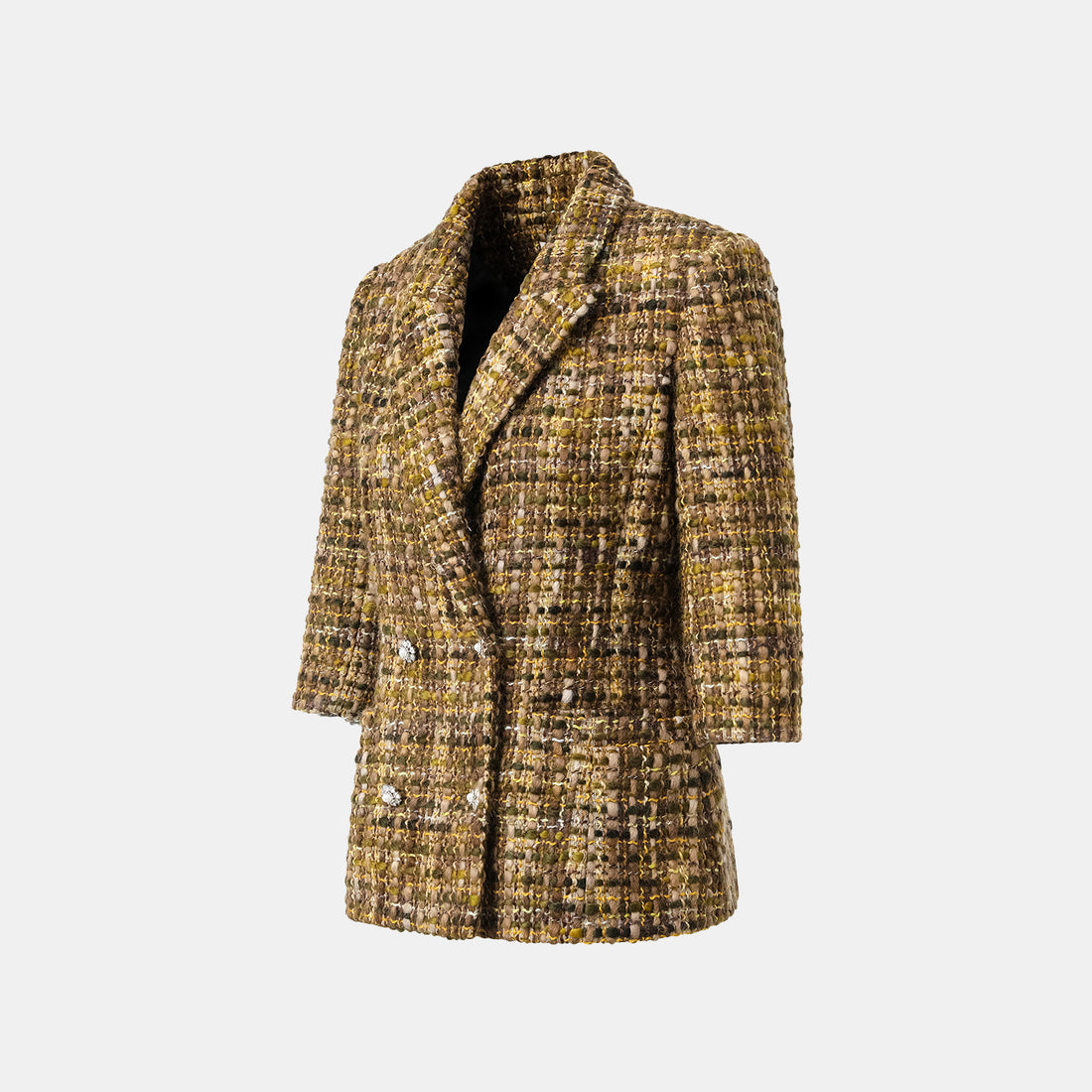 "Knightsbridge citywalk." Italian tweed slim-fit blazer