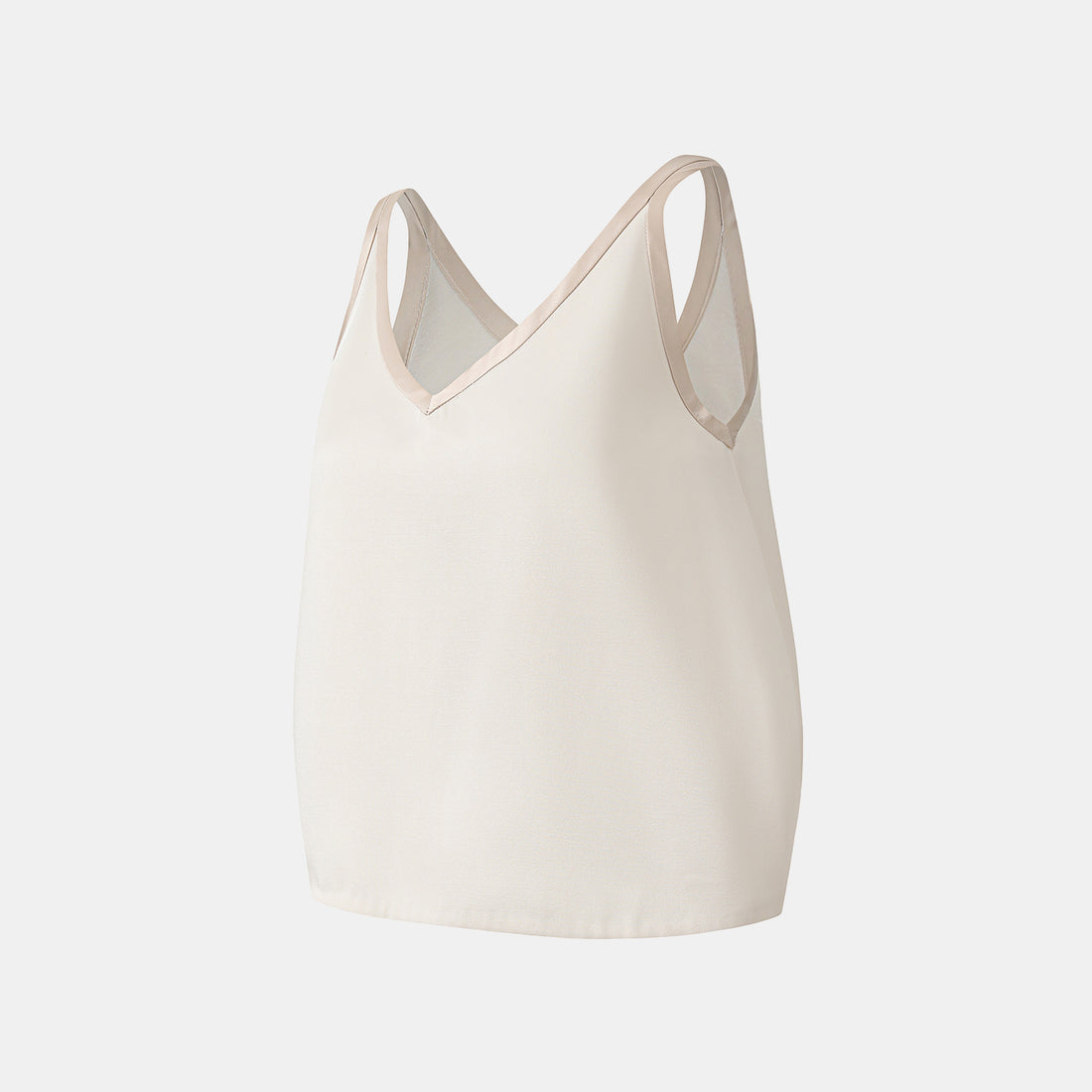 "Weekend at Monaco." Heavy Satin Panelled Tank Top — Ivory