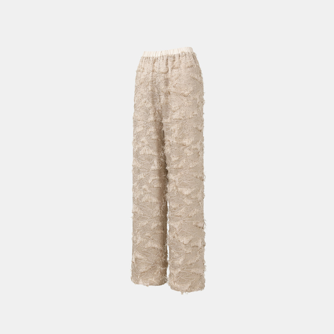 "Imperial Garden Teatime" Italian Feather Embroidery Tassel Craft Wide Leg Trousers - Muyu