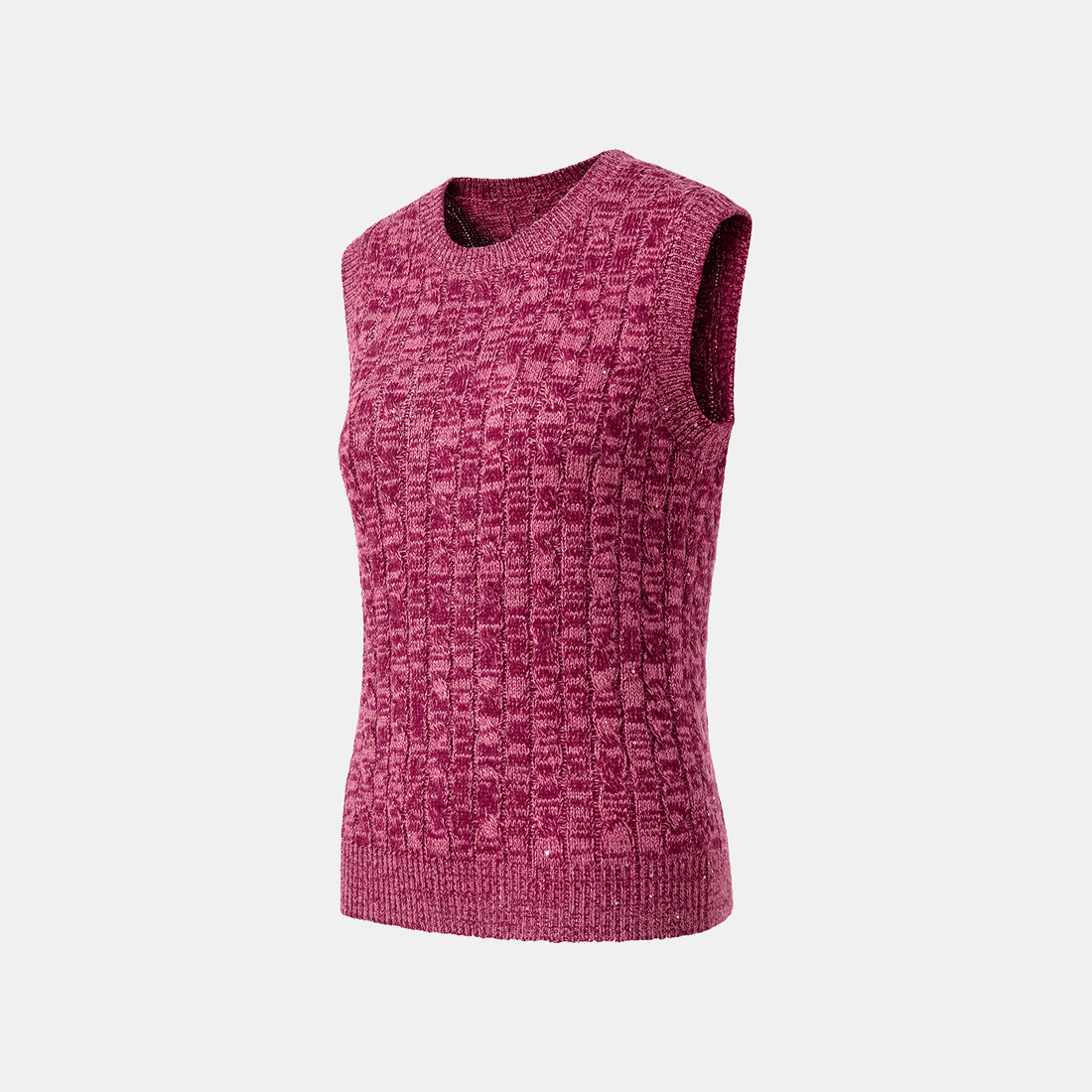 "Winter diary." 100% Cashmere Sequined Cable Knit Vest—Luck