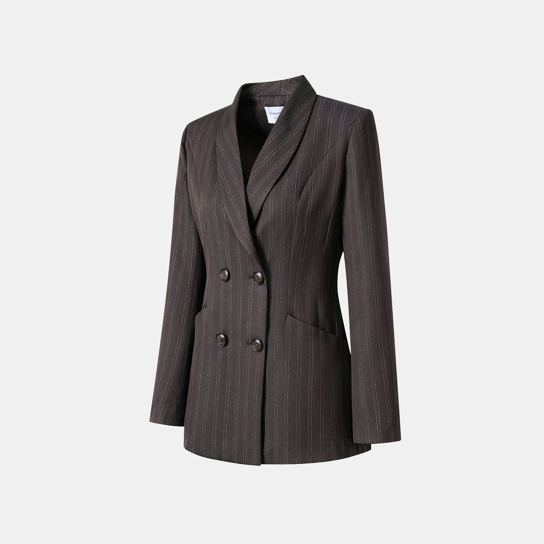 "Speak Sleek." Italian gold weaving craft straight three-dimensional tailoring suit jacket—Ink