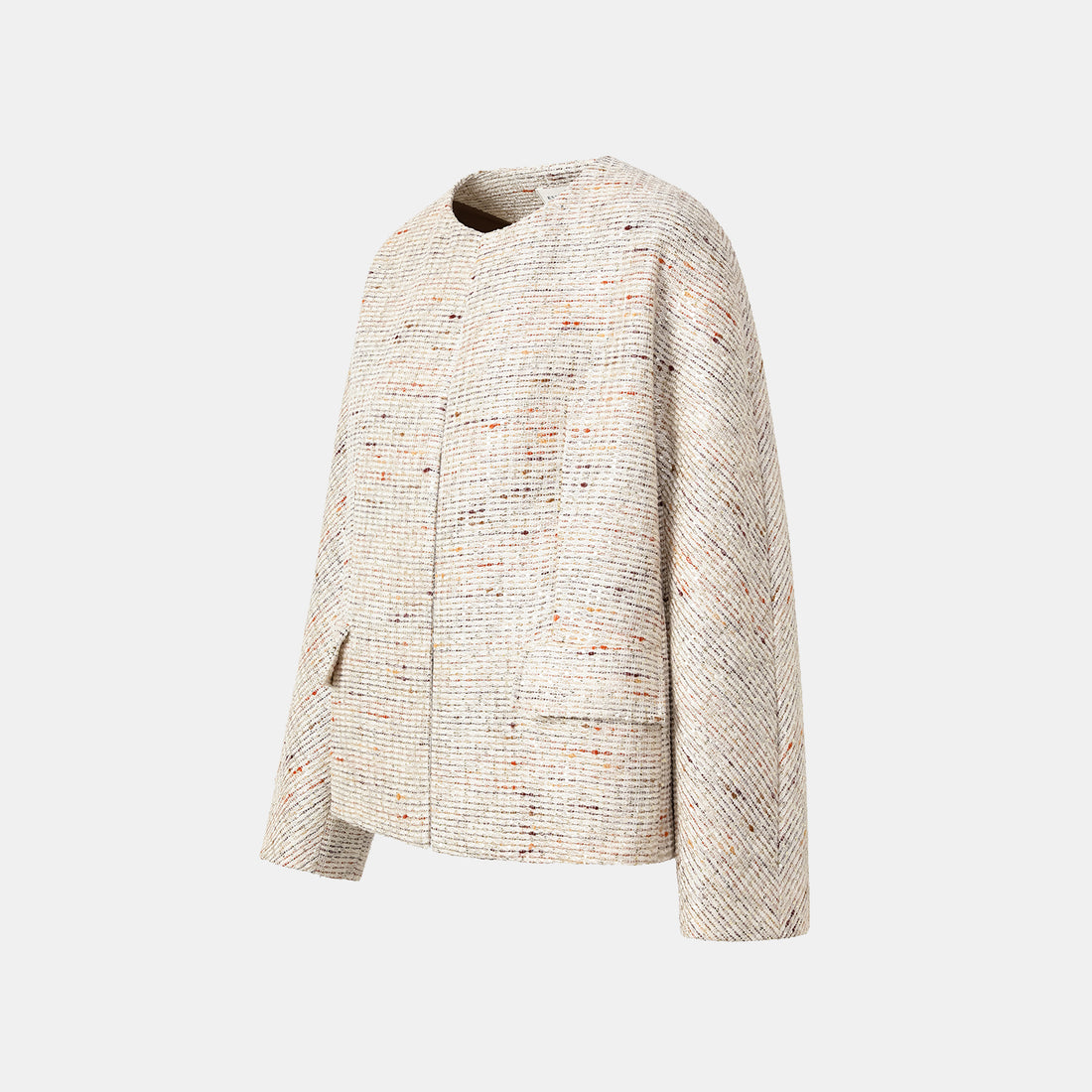 "Oxford Autumn Elegance" Tweed Oversized Jacket - White and Multicolor