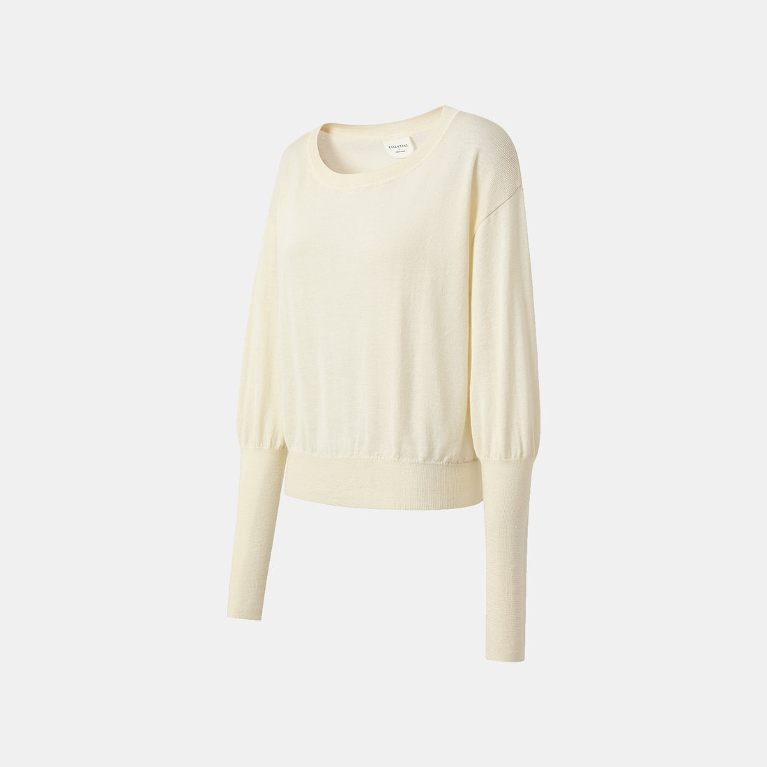 "Winter Diary" Silk Cashmere Knit Batwing Sleeve Knit Top - White